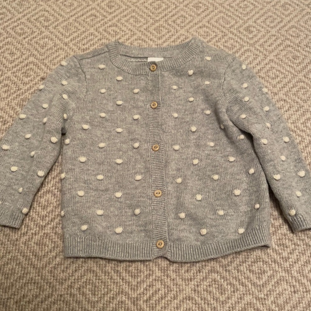 H&M Gray and White Knit Button Down Cardigan 6 M